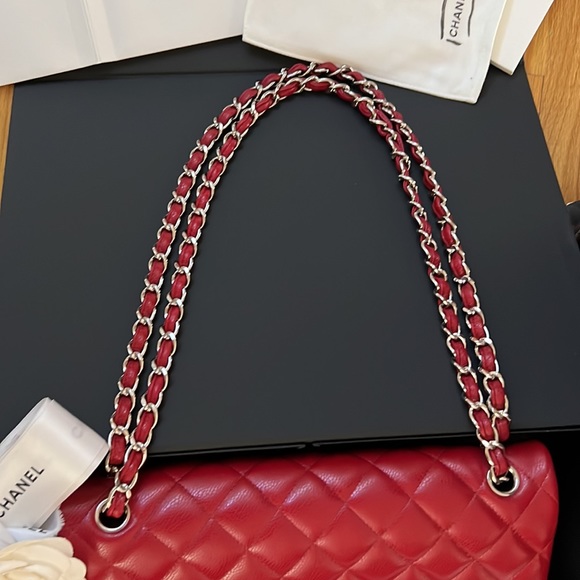 Chanel Classic, Double Flap, Quilted with Caviar leather, Jumbo Red Bag - Picture 4 of 16